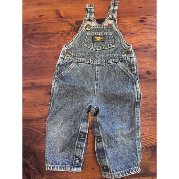 VTG OshKosh B'Gosh Vestbak Denim Overalls Baby Size 12 Months USA Made EUC - Picture 1 of 12